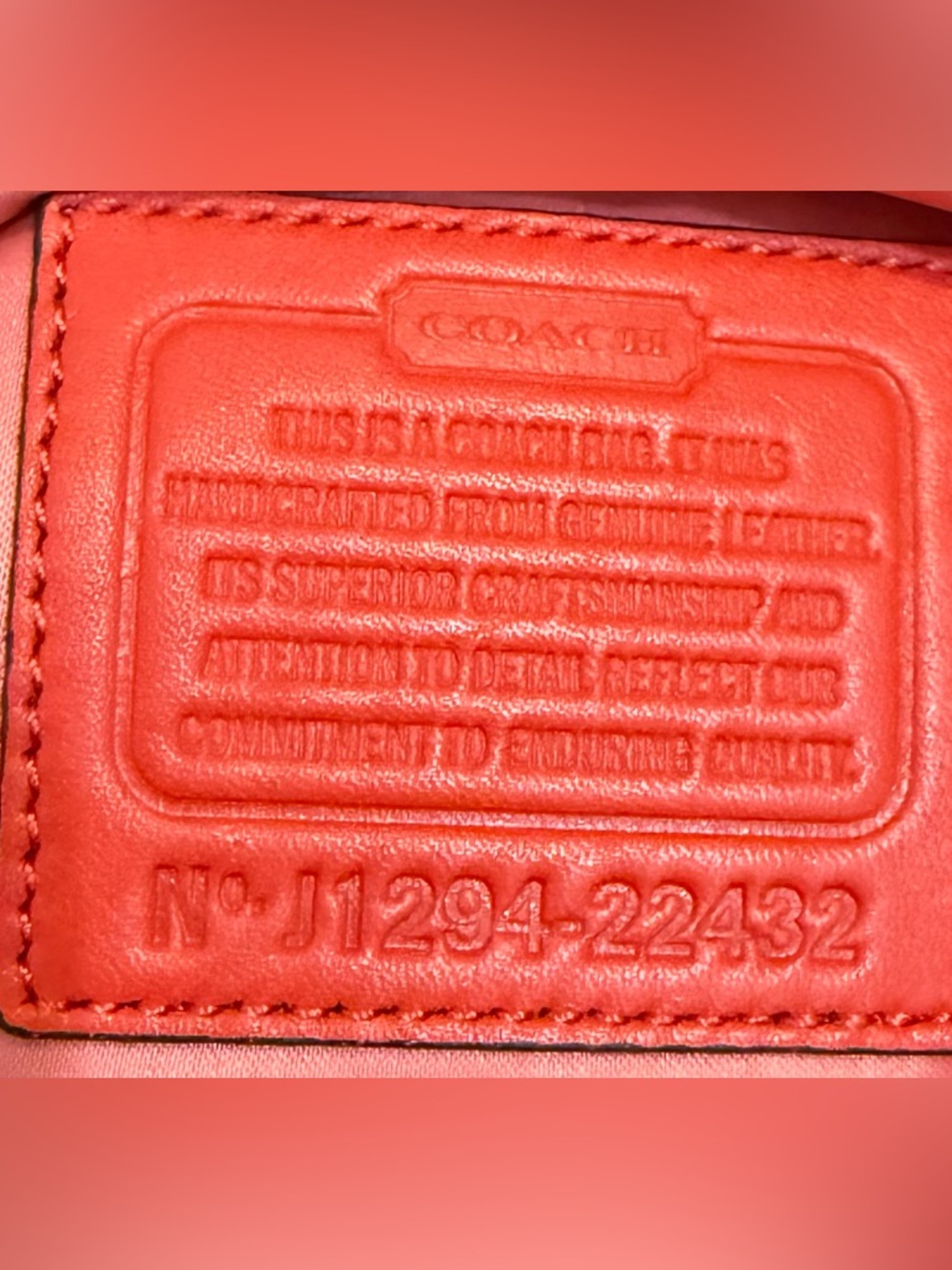 Coach Poppy Perri Hippie Convertible Shoulder Crossbody Bag Orange Coral Leather - Picture 15 of 16